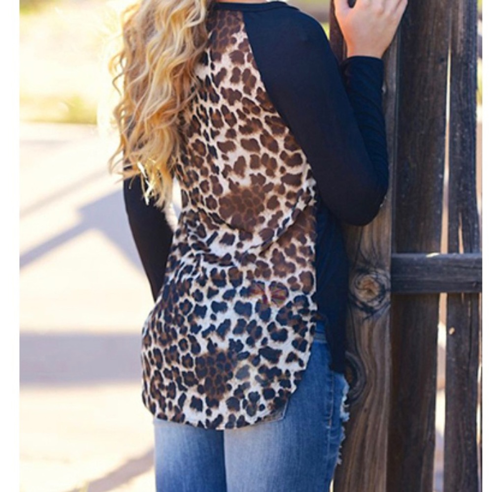Casual Leopard Print Sleeve Blouse. New - Picture 4 of 4